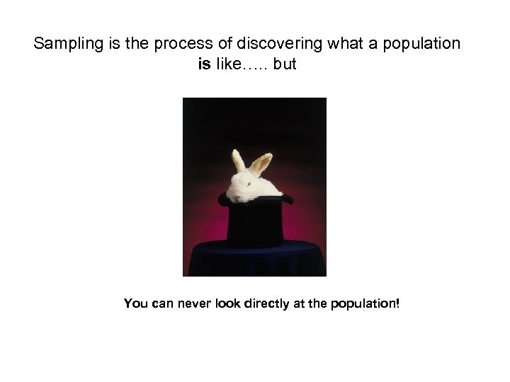 Sampling is the process of discovering what a population is like…. . but You