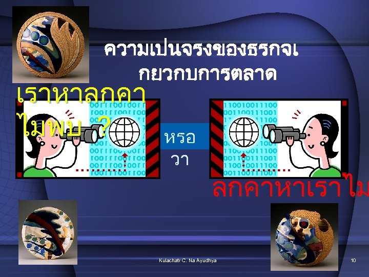 ความเปนจรงของธรกจเ กยวกบการตลาด เราหาลกคา ไมพบ ? หรอ วา ลกคาหาเราไม Kulachatr C. Na Ayudhya 10 