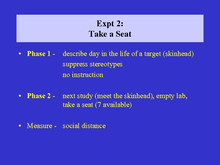 Expt 2: Take a Seat • Phase 1 - describe day in the life