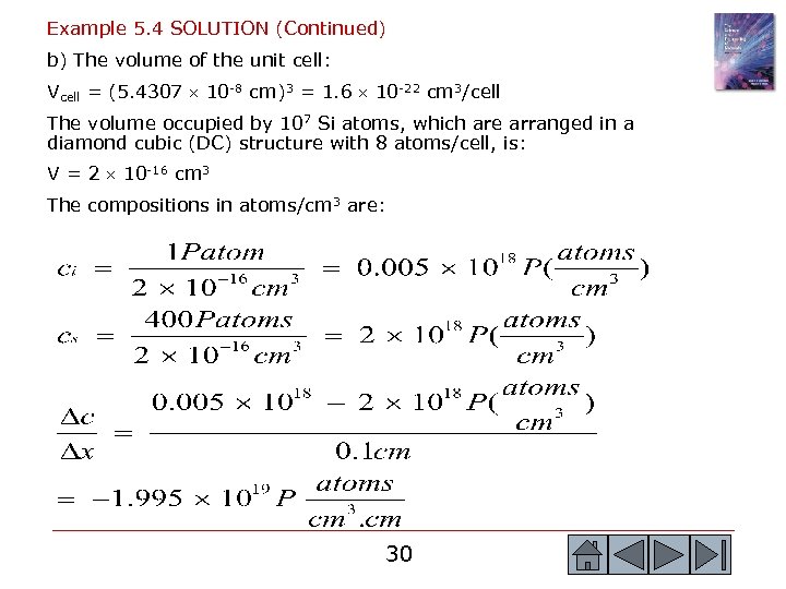 Example 5. 4 SOLUTION (Continued) b) The volume of the unit cell: Vcell =