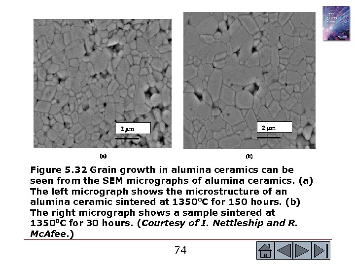 Figure 5. 32 Grain growth in alumina ceramics can be seen from the SEM