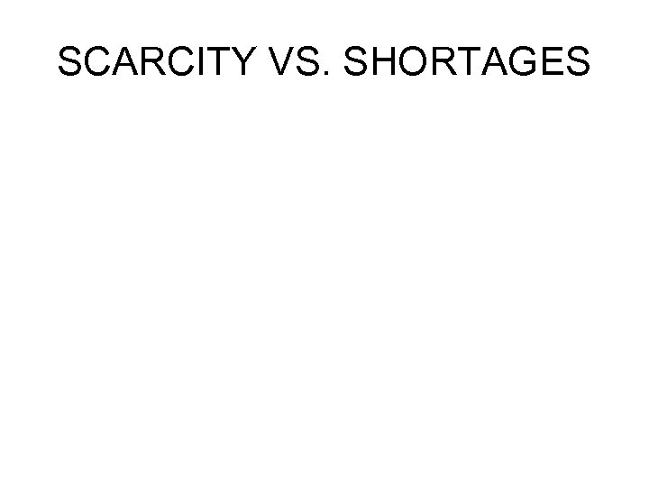 SCARCITY VS. SHORTAGES 