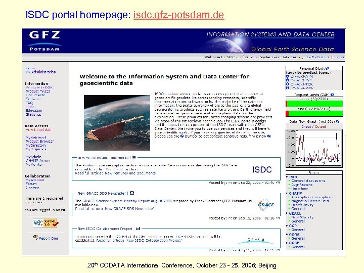 ISDC portal homepage: isdc. gfz-potsdam. de 20 th CODATA International Conference, October 23 -