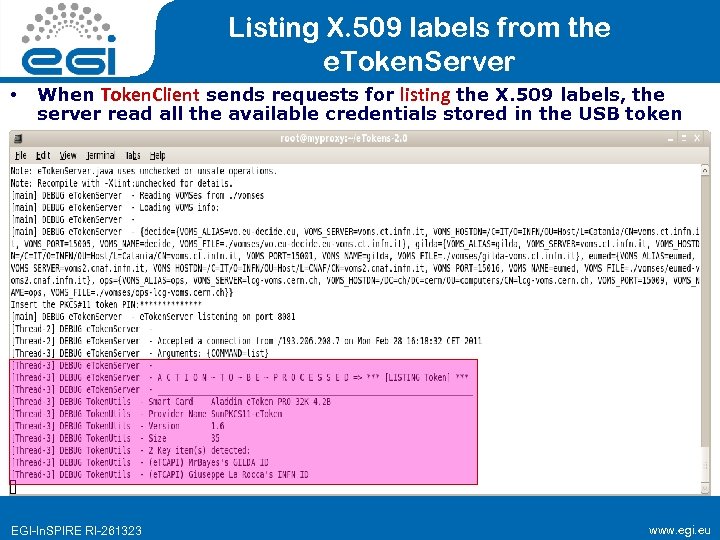 Listing X. 509 labels from the e. Token. Server • When Token. Client sends