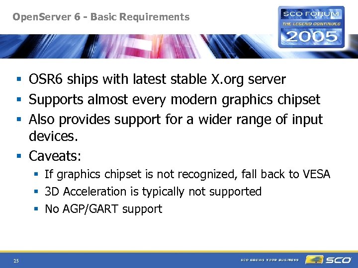 Open. Server 6 - Basic Requirements § OSR 6 ships with latest stable X.