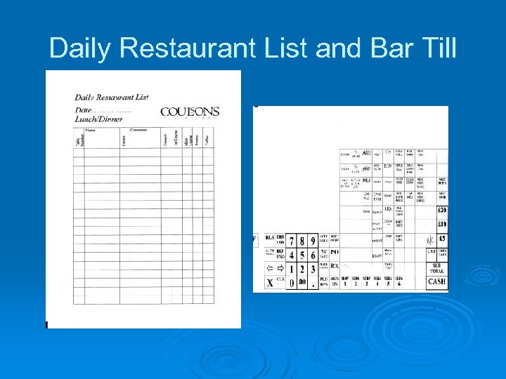 Daily Restaurant List and Bar Till 