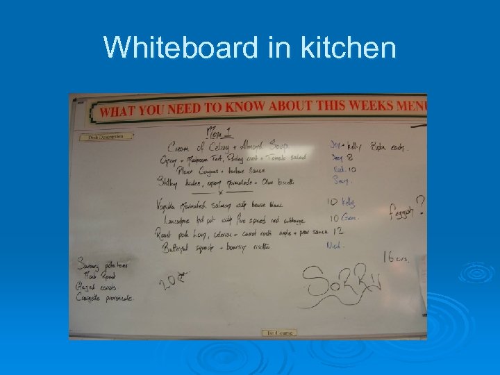 Whiteboard in kitchen 