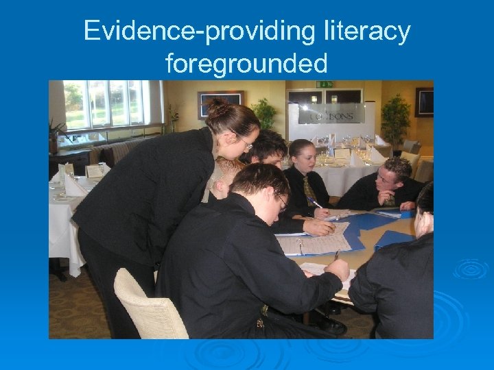 Evidence-providing literacy foregrounded 