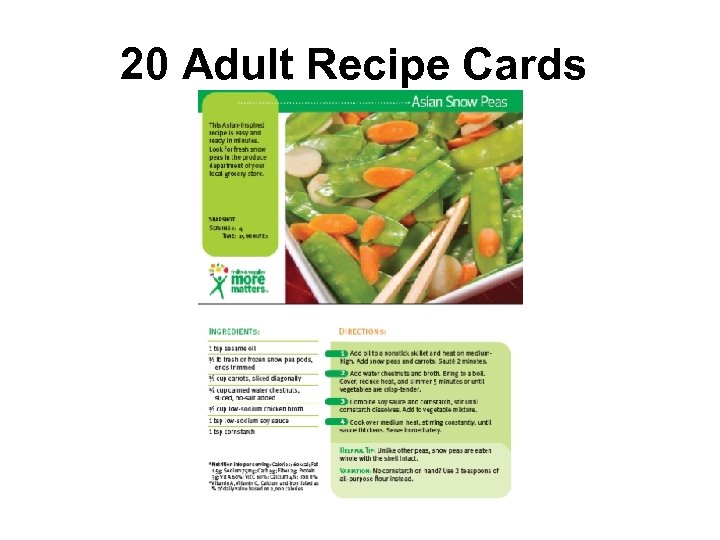 20 Adult Recipe Cards 