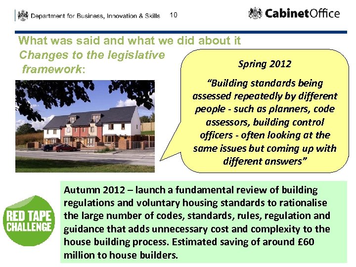 10 What was said and what we did about it Changes to the legislative