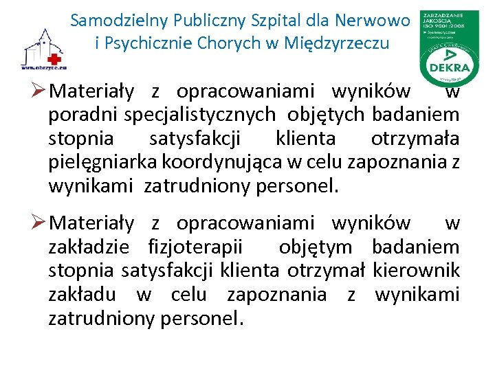 Samodzielny Publiczny Szpital dla Nerwowo i Psychicznie Chorych w Międzyrzeczu Ø Materiały z opracowaniami