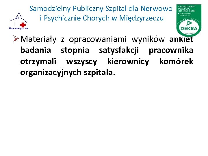 Samodzielny Publiczny Szpital dla Nerwowo i Psychicznie Chorych w Międzyrzeczu Ø Materiały z opracowaniami