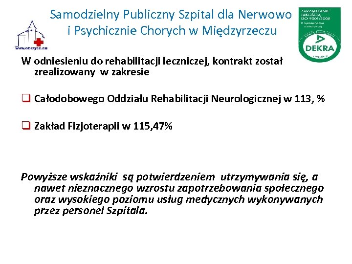 Samodzielny Publiczny Szpital dla Nerwowo i Psychicznie Chorych w Międzyrzeczu W odniesieniu do rehabilitacji