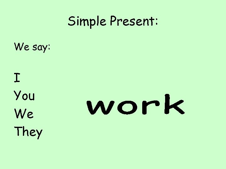 Simple Present: We say: I You We They 