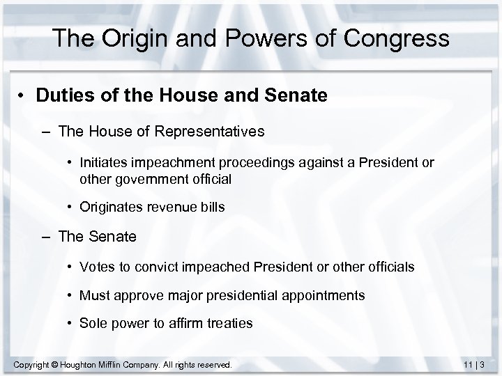Chapter 11 Congress The Origin and Powers