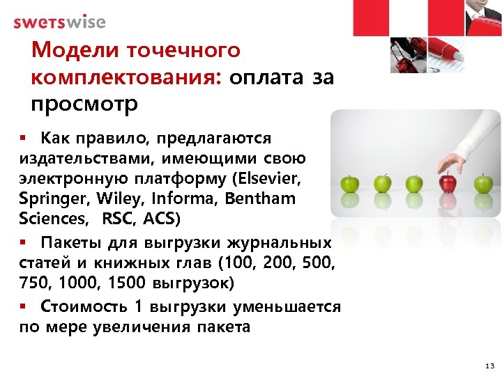 Модели точечного комплектования: оплата за просмотр § Как правило, предлагаются издательствами, имеющими свою электронную