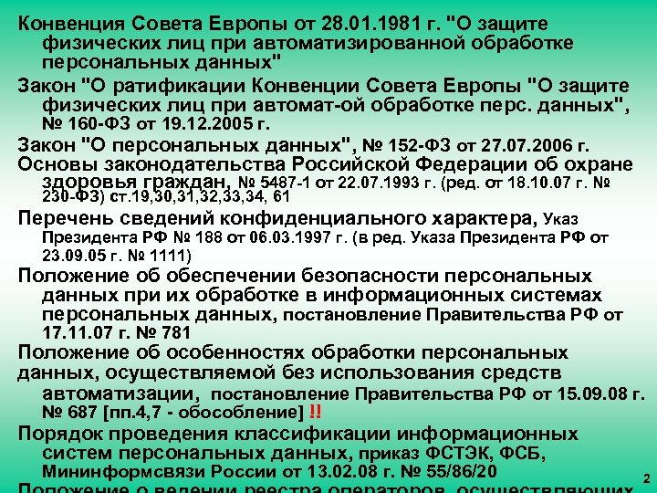 Конвенция Совета Европы от 28. 01. 1981 г. "О защите физических лиц при автоматизированной