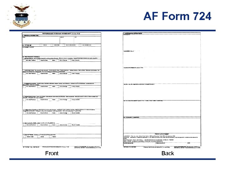 AF Form 724 Front Back 