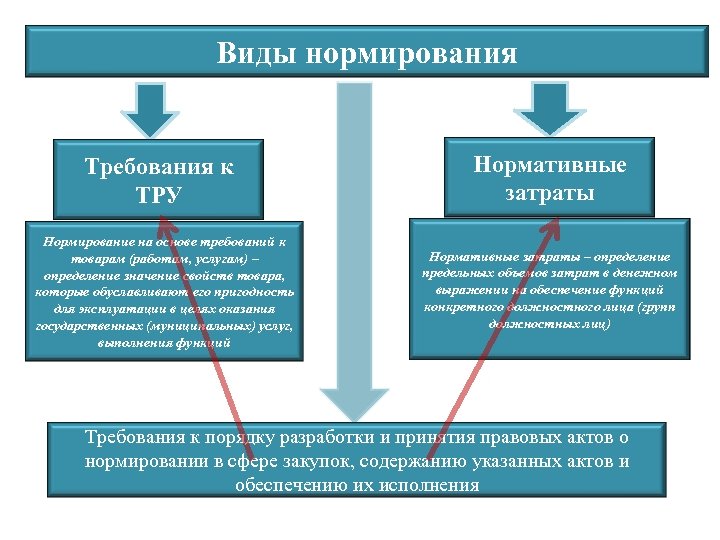 Виды нормирования Требования к ТРУ Нормирование на основе требований к товарам (работам, услугам) –