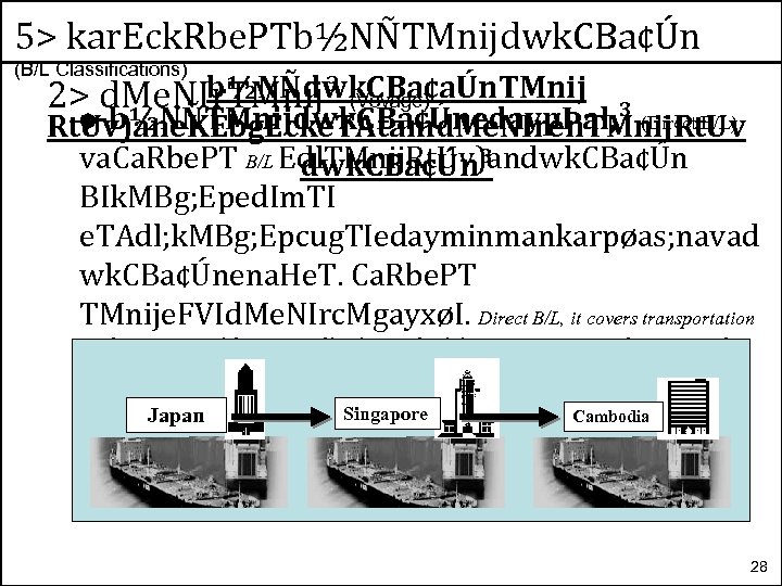 5> kar. Eck. Rbe. PTb½NÑTMnijdwk. CBa¢Ún (B/L Classifications) b½NÑdwk. CBa¢aÚn. TMnij 2> d. Me.