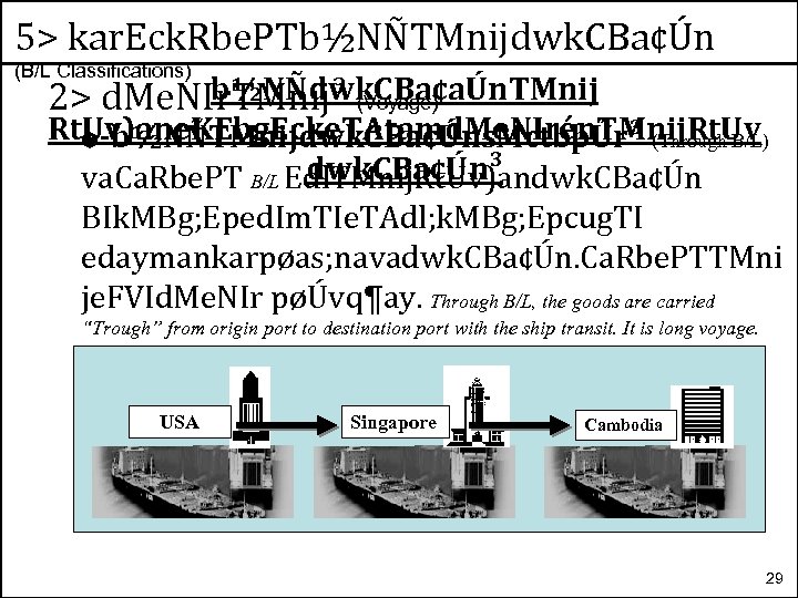 5> kar. Eck. Rbe. PTb½NÑTMnijdwk. CBa¢Ún (B/L Classifications) b½NÑdwk. CBa¢aÚn. TMnij 2> d. Me.