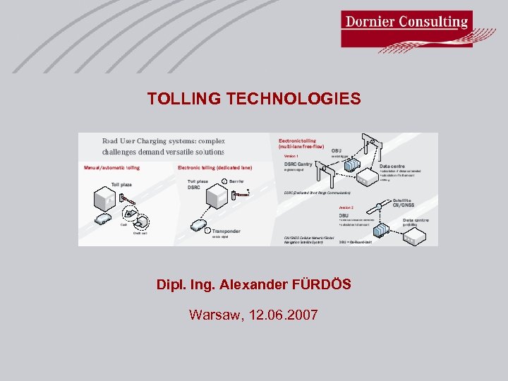 TOLLING TECHNOLOGIES Dipl. Ing. Alexander FÜRDÖS Warsaw, 12. 06. 2007 