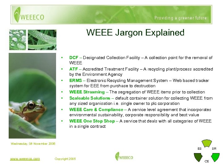 WEEE Jargon Explained • • DCF – Designated Collection Facility – A collection point
