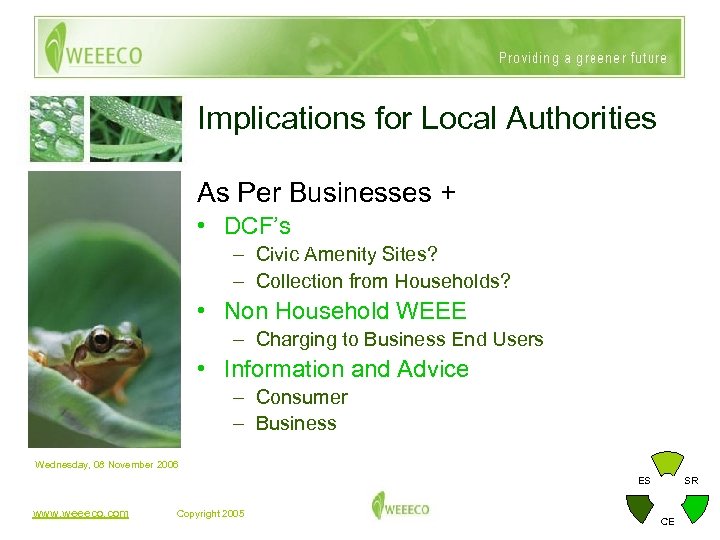 Implications for Local Authorities As Per Businesses + • DCF’s – Civic Amenity Sites?