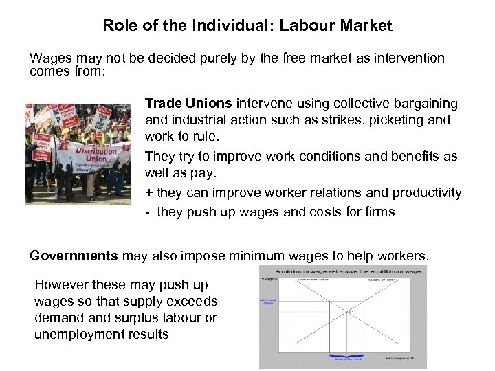 Role of the Individual: Labour Market Wages may not be decided purely by the