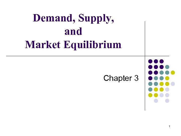 Demand, Supply, and Market Equilibrium Chapter 3 1 