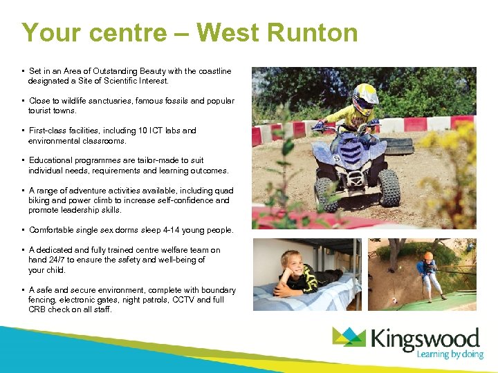 Your centre – West Runton • Set in an Area of Outstanding Beauty with