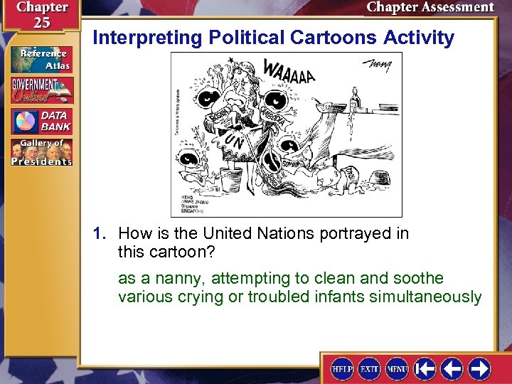 Interpreting Political Cartoons Activity 1. How is the United Nations portrayed in this cartoon?