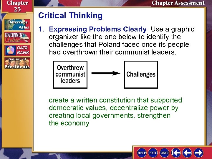 Critical Thinking 1. Expressing Problems Clearly Use a graphic organizer like the one below