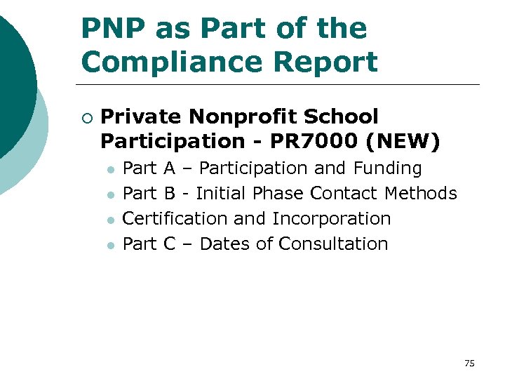 PNP as Part of the Compliance Report ¡ Private Nonprofit School Participation - PR