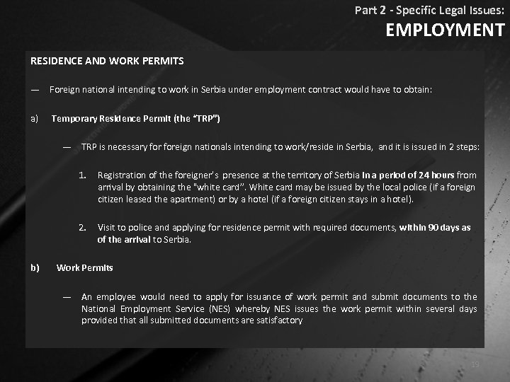 Part 2 - Specific Legal Issues: EMPLOYMENT RESIDENCE AND WORK PERMITS ― Foreign national