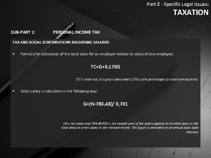 Part 2 - Specific Legal Issues: TAXATION SUB-PART 2: PERSONAL INCOME TAX AND SOCIAL