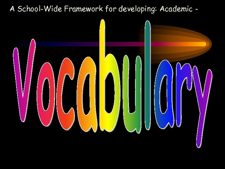 A School-Wide Framework for developing: Academic - 