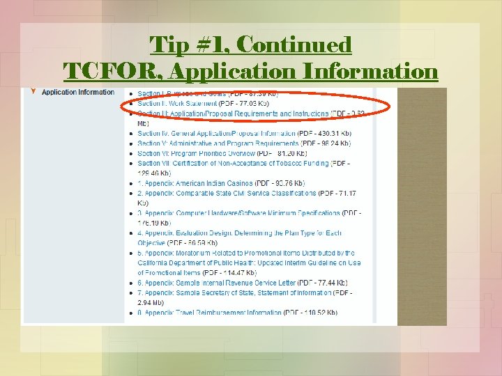 Tip #1, Continued TCFOR, Application Information 