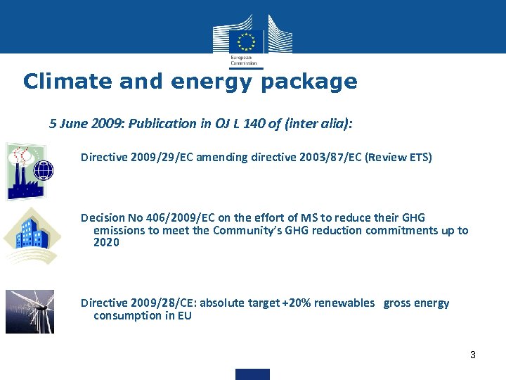 Climate and energy package • 5 June 2009: Publication in OJ L 140 of