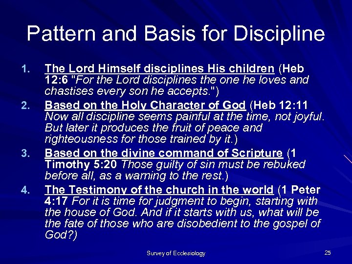 Pattern and Basis for Discipline 1. 2. 3. 4. The Lord Himself disciplines His