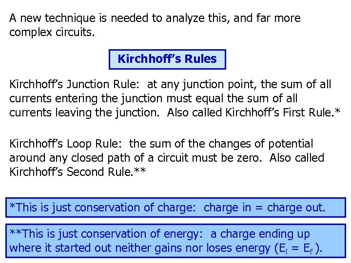 A new technique is needed to analyze this, and far more complex circuits. Kirchhoff’s