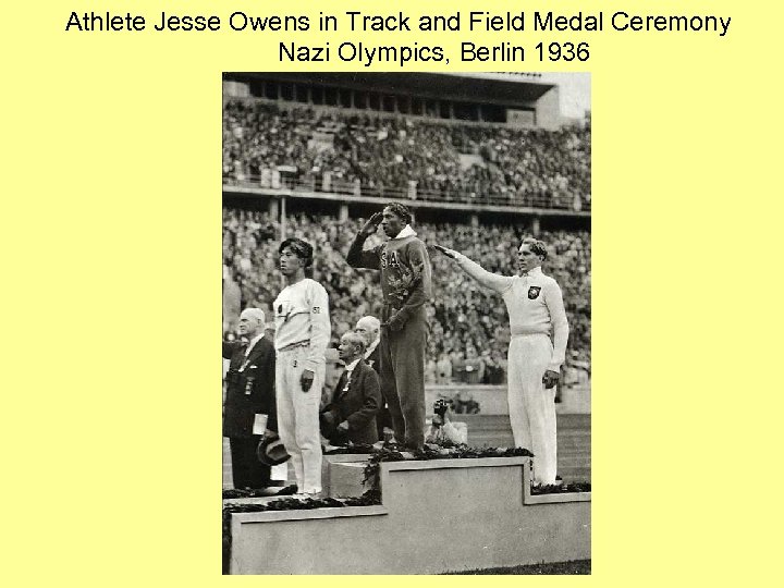 Athlete Jesse Owens in Track and Field Medal Ceremony Nazi Olympics, Berlin 1936 