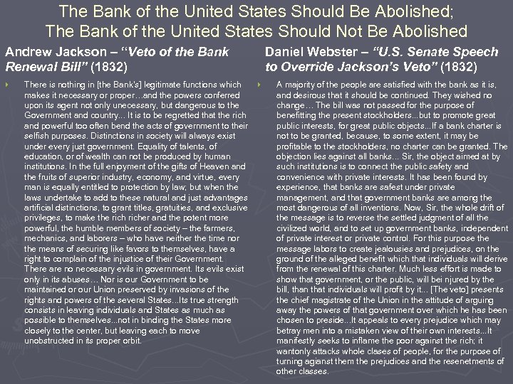 The Bank of the United States Should Be Abolished; The Bank of the United