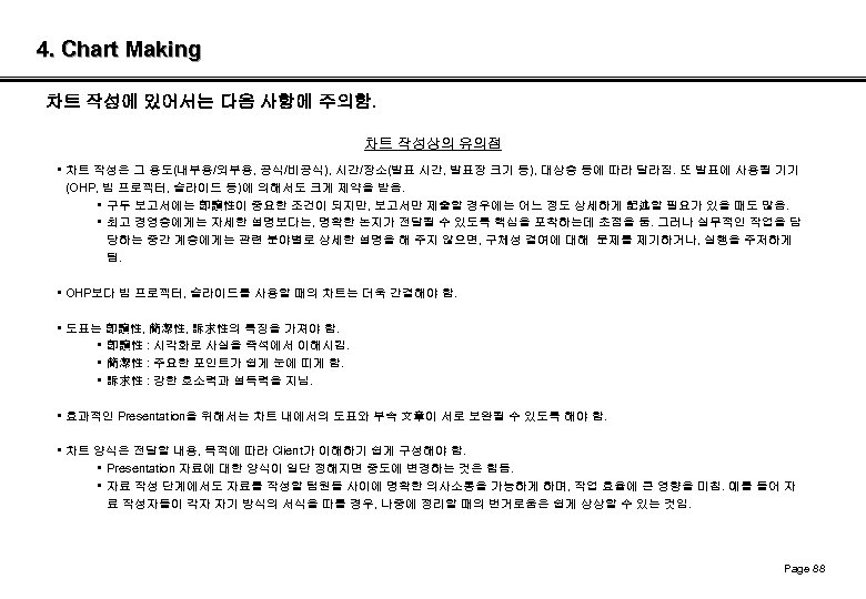 4. Chart Making 차트 작성에 있어서는 다음 사항에 주의함. 차트 작성상의 유의점 • 차트