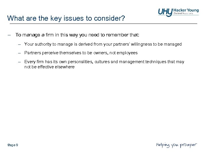 What are the key issues to consider? – To manage a firm in this