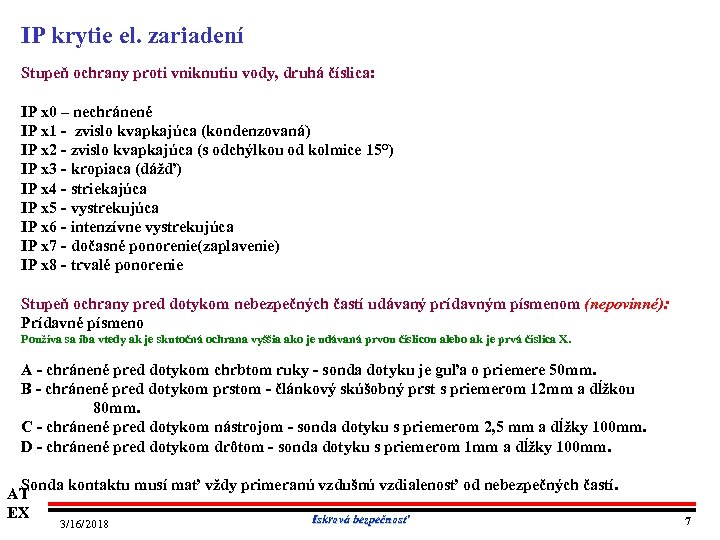 IP krytie el. zariadení Stupeň ochrany proti vniknutiu vody, druhá číslica: IP x 0