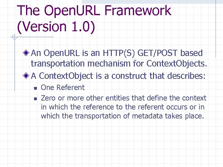 The Open. URL Framework (Version 1. 0) An Open. URL is an HTTP(S) GET/POST