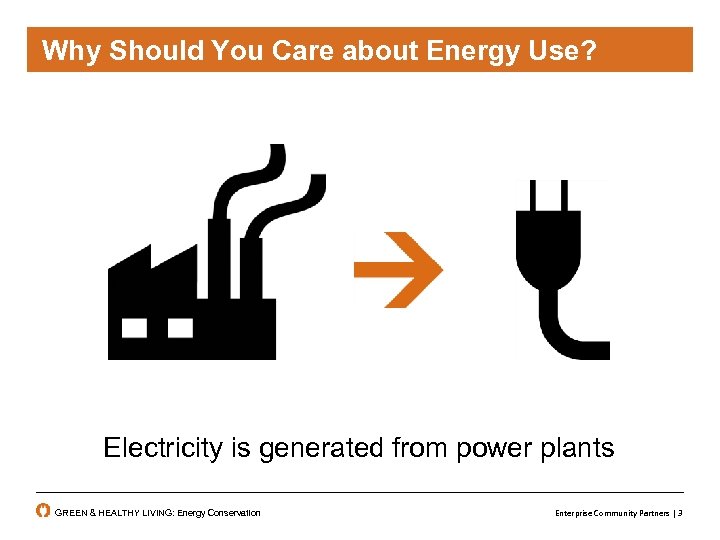 Why Should You Care about Energy Use? Electricity is generated from power plants GREEN