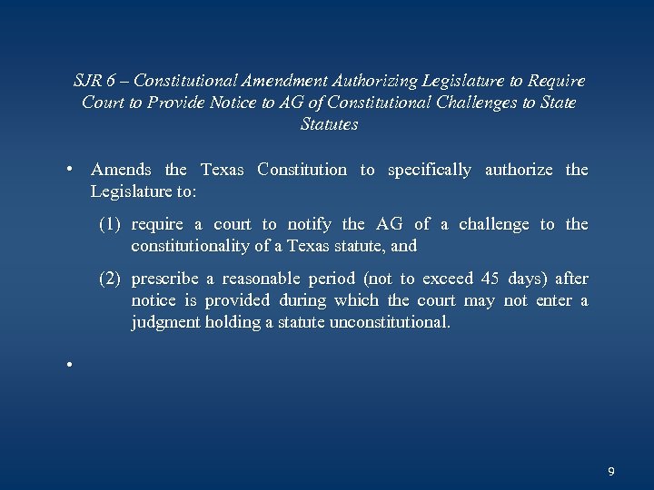 SJR 6 – Constitutional Amendment Authorizing Legislature to Require Court to Provide Notice to