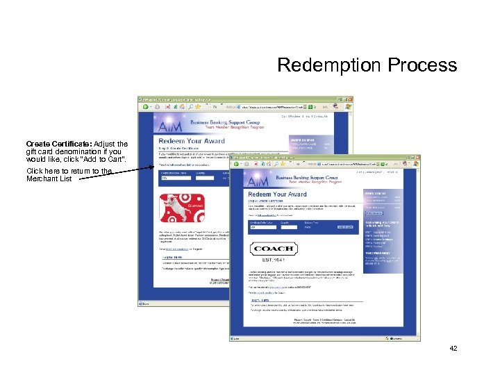 Redemption Process Create Certificate: Adjust the gift card denomination if you would like, click